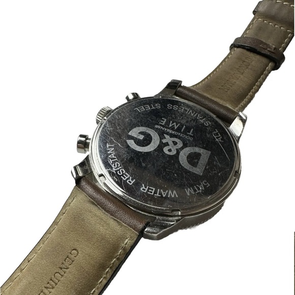 D&G Time Watch Dolce & Gabbana Stainless Watch With Brown Leather Armani Strap - Picture 5 of 6